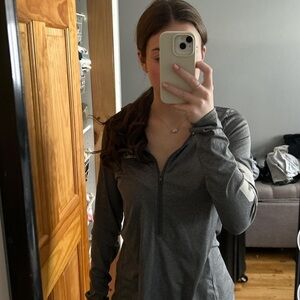 PINK Gray Quarter-Zip Pullover